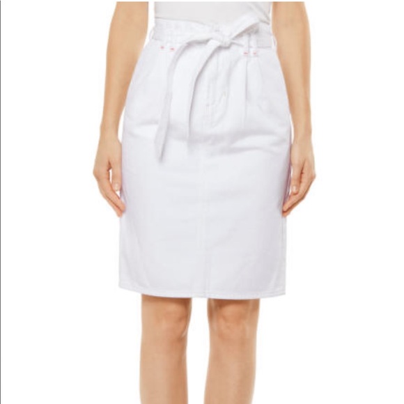 NWT J Brand Tie-Waist White Denim Skirt, 27 - Picture 3 of 8